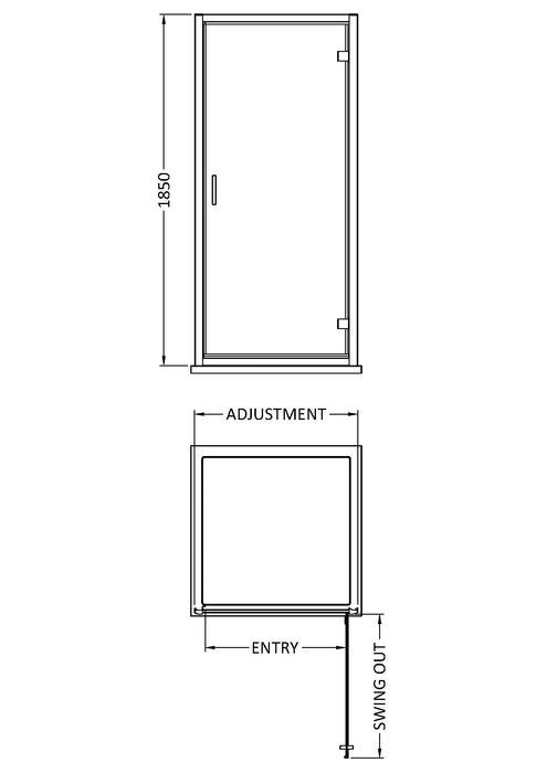 ROMA Rene 700 Shower Hinged Door 6mm Glass - Brushed Bass