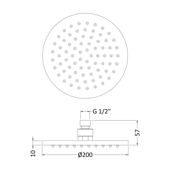 ROMA Round LED Fixed Shower Head 200mm