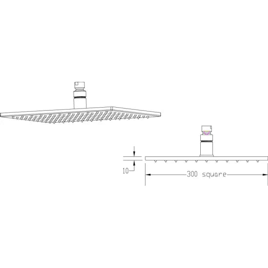 ROMA Square LED Fixed Shower Head 300mm x 300mm