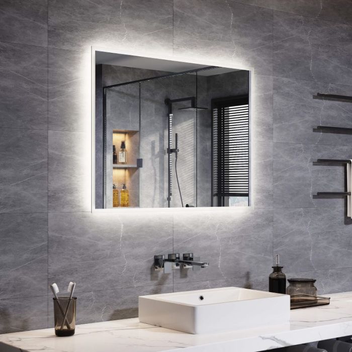 Linea 800 x 600mm Backlit Illuminated Bathroom Mirrors with Shaver Socket