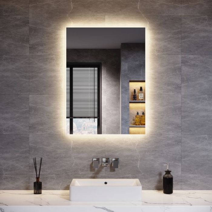 Linea 800 x 600mm Backlit Illuminated Bathroom Mirrors with Shaver Socket