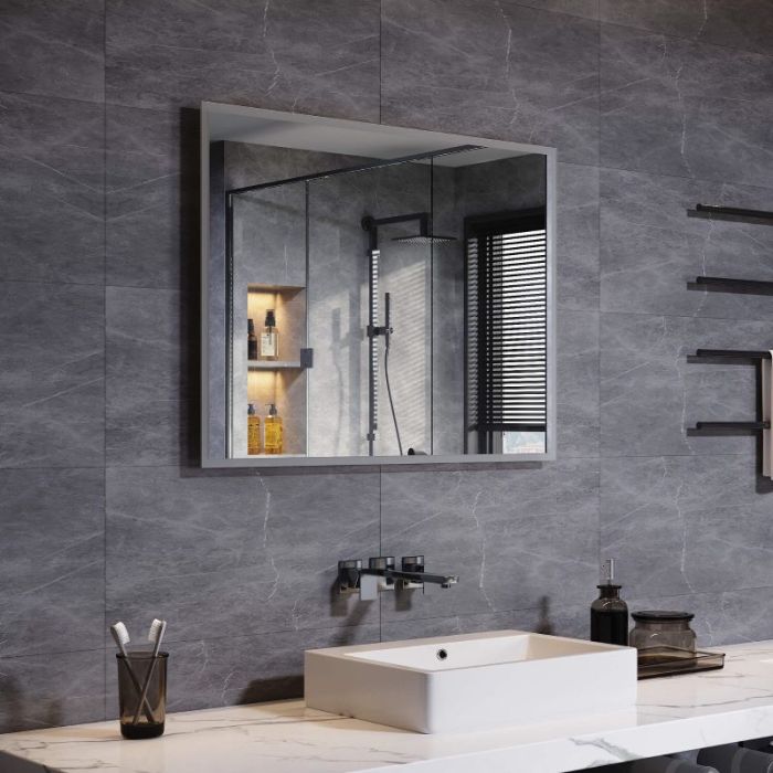 Linea 800 x 600mm Backlit Illuminated Bathroom Mirrors with Shaver Socket