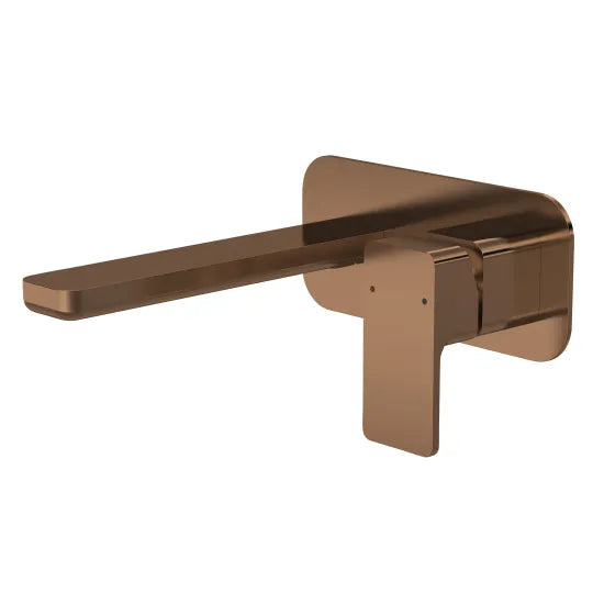 ROMA Windon Brushed Bronze Wall Mounted 2 Tap Hole Basin Mixer With Plate