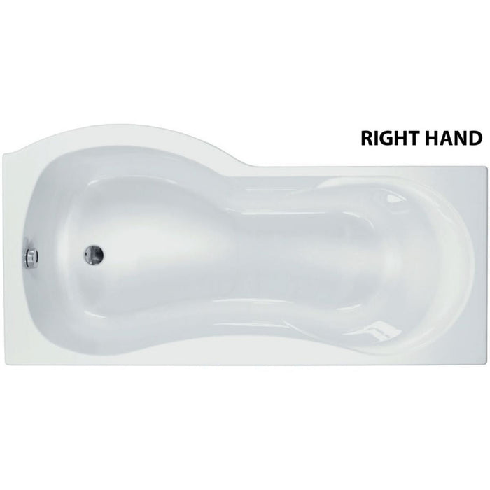 Carron Arc Curved 1700mm P-Shaped Shower Bath - Right Hand