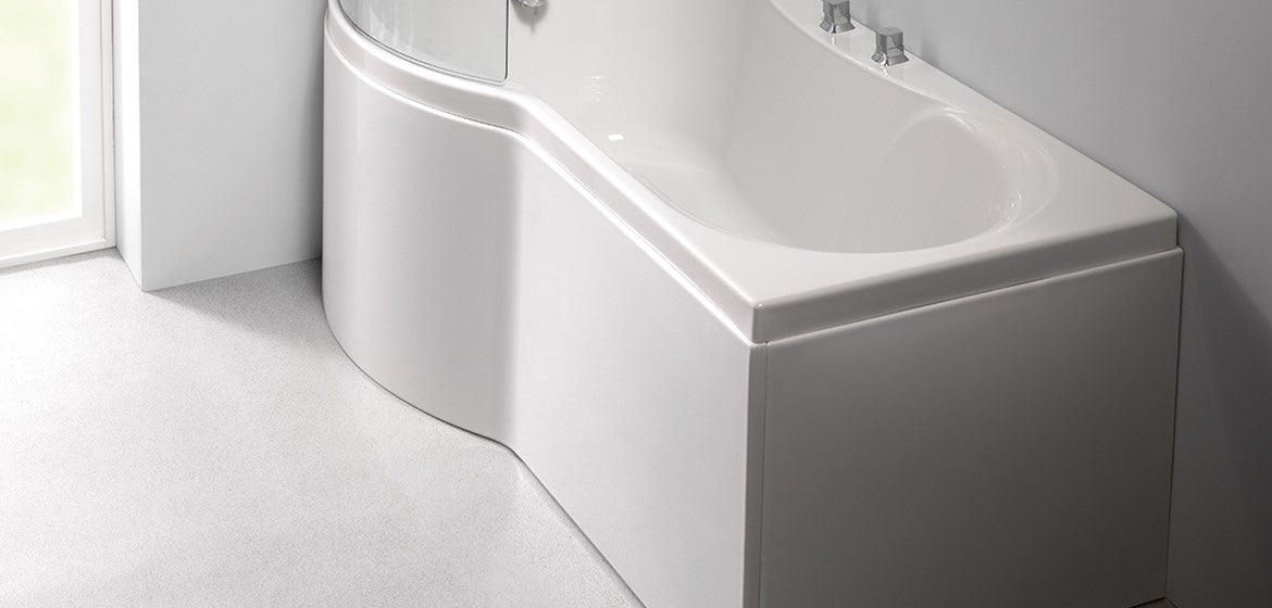 Carron Arc Curved 1700mm P-Shaped Shower Bath - Right Hand