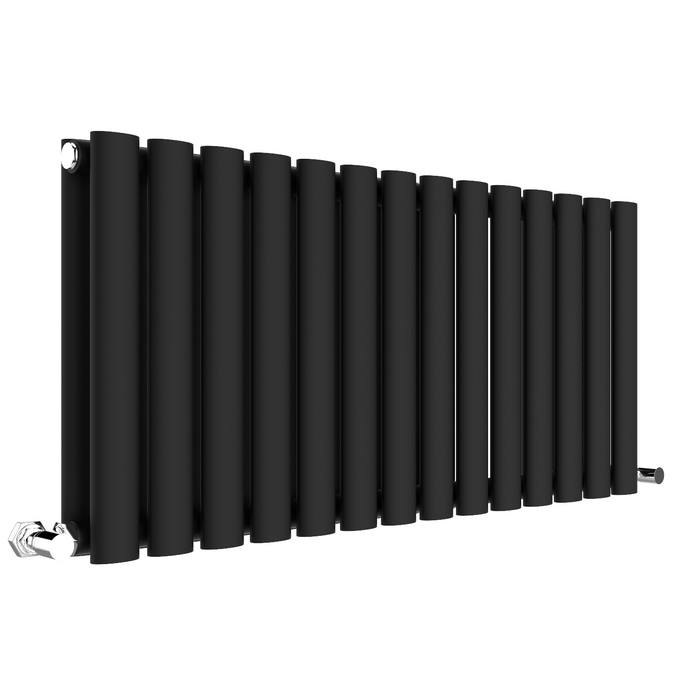 SENA Dura Compact Double Panel Horizontal Radiator - Matt Black (Choose Size)