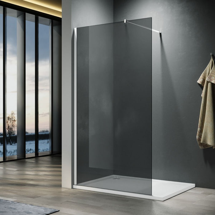 Linea Smoke 900mm Walk-In Shower Panel 8mm Smoked Glass - Chrome