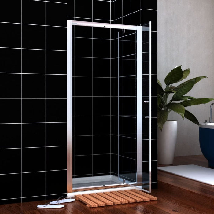 Linea 800mm Framed Pivot Hinged Shower Door 6mm Clear Glass - Chrome
