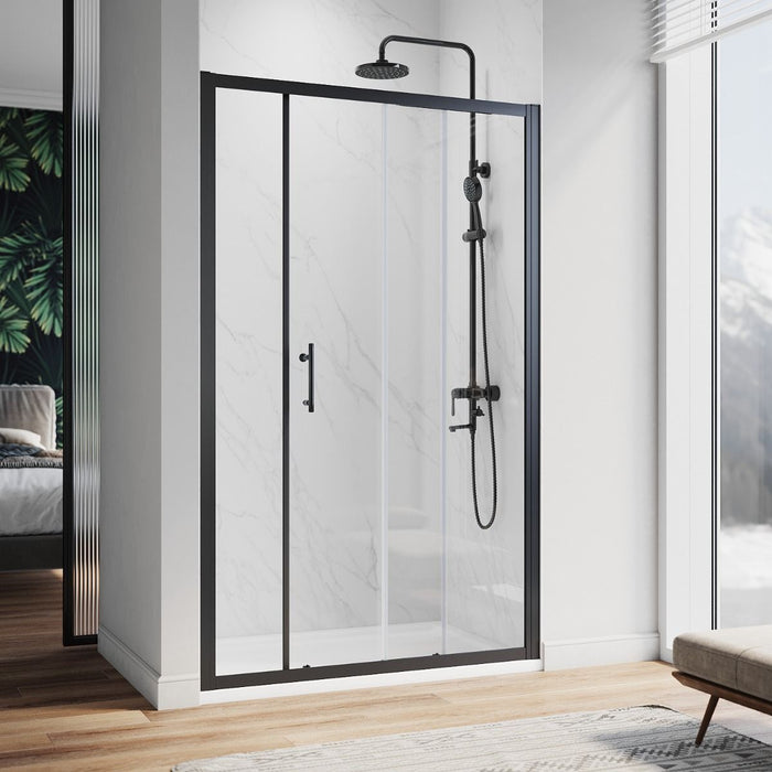 Linea Noir 1100 Sliding Shower Door 6mm Clear Glass  - Matt Black