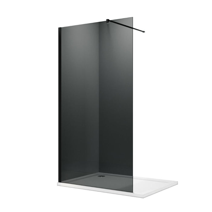 Linea Smoke 1200mm Walk-In Shower Panel 8mm Smoked Glass - Matt Black