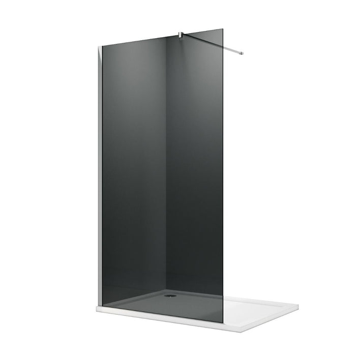 Linea Smoke 900mm Walk-In Shower Panel 8mm Smoked Glass - Chrome