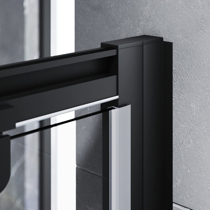 Linea Noir 760mm Framed Pivot Hinged Shower Door 6mm Clear Glass - Matt Black