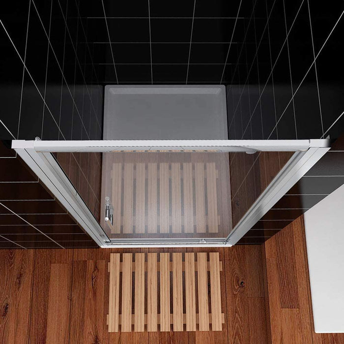 Linea 900mm Framed Pivot Hinged Shower Door 6mm Clear Glass - Chrome