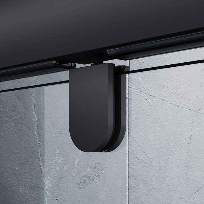 Linea Noir 900mm Framed Pivot Hinged Shower Door 6mm Clear Glass - Matt Black