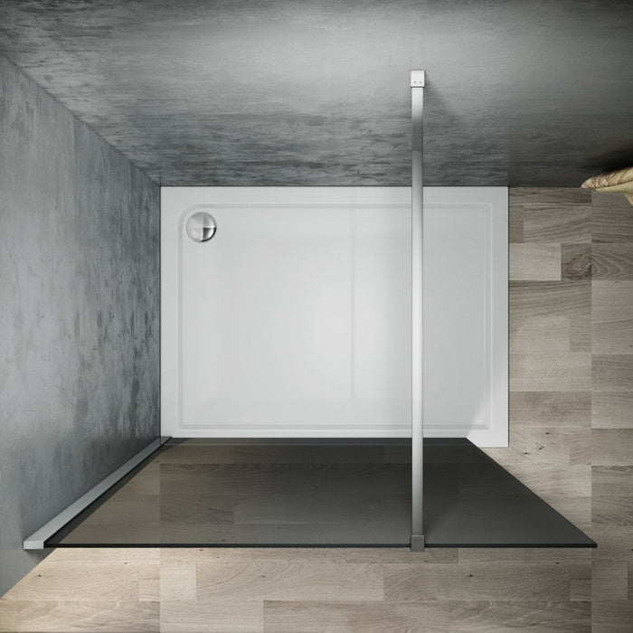 Linea Smoke 900mm Walk-In Shower Panel 8mm Smoked Glass - Chrome