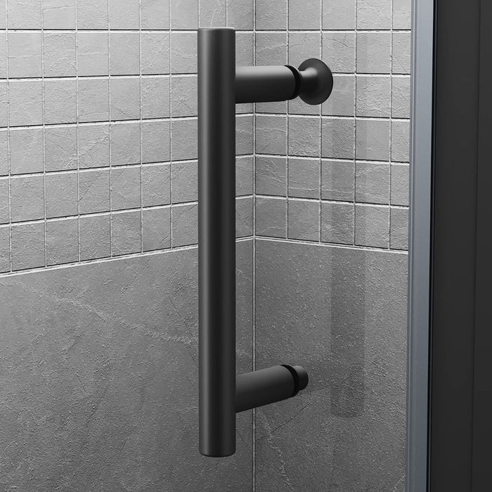 Linea Noir 900mm Framed Pivot Hinged Shower Door 6mm Clear Glass - Matt Black