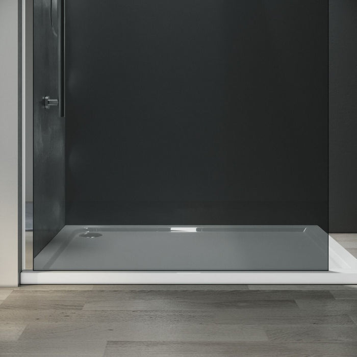 Linea Smoke 760mm Walk-In Shower Panel 8mm Smoked Glass - Chrome