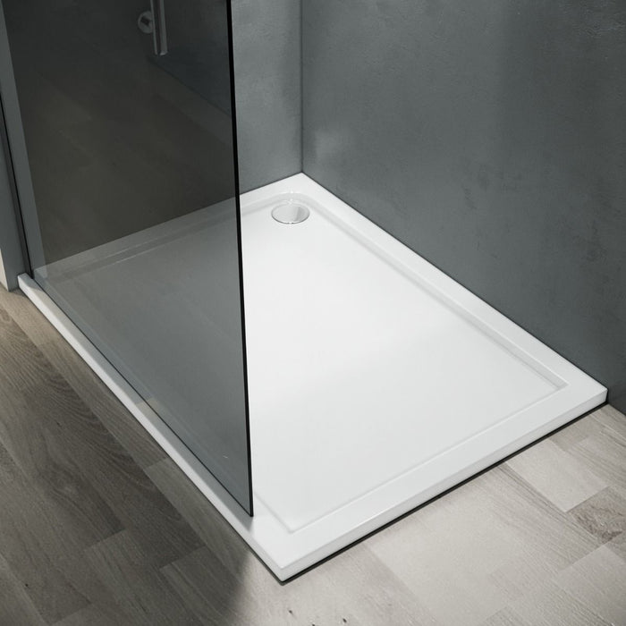 Linea Smoke 700mm Walk-In Shower Panel 8mm Smoked Glass - Matt Black