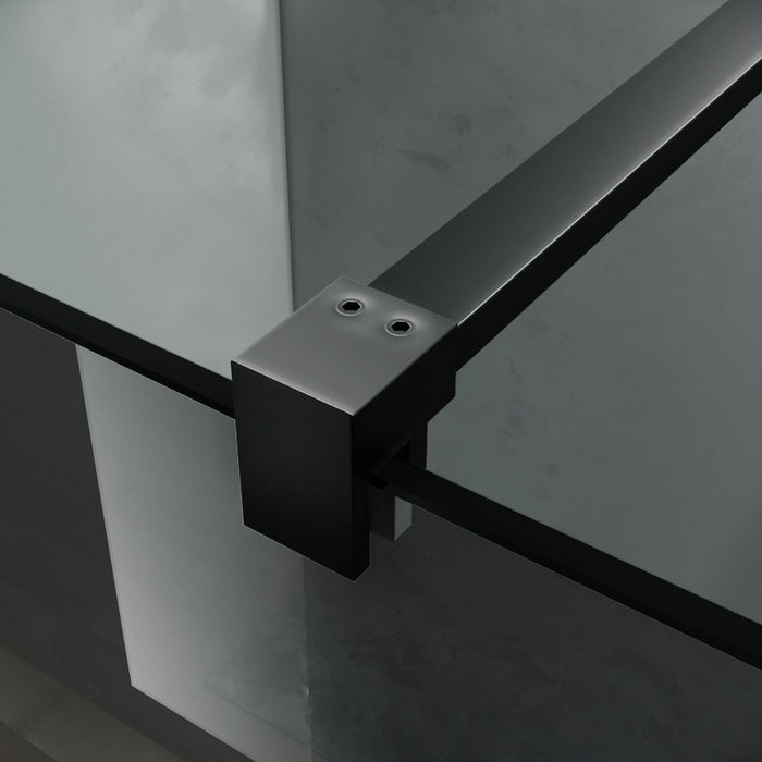 Linea Smoke 900mm Walk-In Shower Panel 8mm Smoked Glass - Matt Black