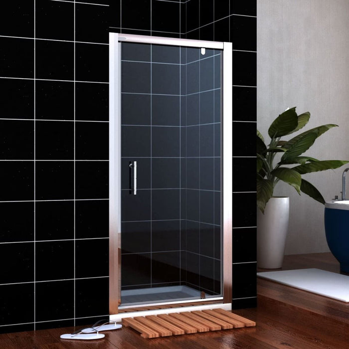 Linea 860mm Framed Pivot Hinged Shower Door 6mm Clear Glass - Chrome