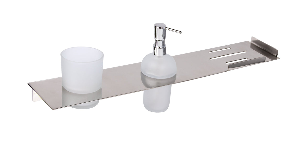 Banyetti Primo Shelf with Soap Dispenser & Toothbrush Holder - Chrome