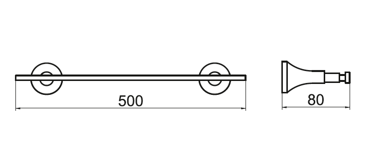 Ariano Round 500mm Single Towel Rail - Polished Gold