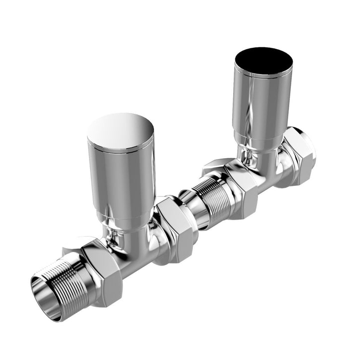 SENA Straight Round Chrome Radiator Valves - Chrome